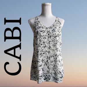 CABI lightweight floral blouse, layered back design w/ adjustable straps